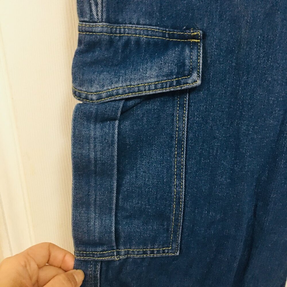 2XL Unisex Cargo Denim Pants – Wide Leg, Multi‑Pocket, Straight Fit - Picture 4 of 13